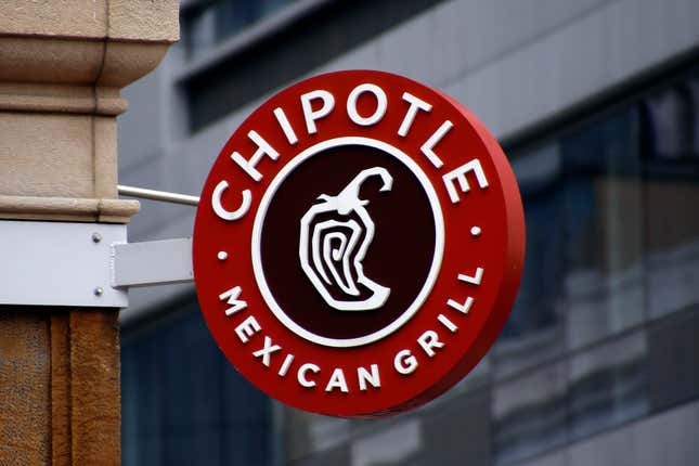 FILE - A sign for the Chipotle restaurant in Pittsburgh&#39;s Market Square is seen on Feb. 8, 2016. Chipotle Mexican Grill&#39;s board has approved a 50-for-1 stock split. In an announcement Tuesday, March 20, 2024, the burrito chain lauded the proposed split as one of the biggest in New York Stock Exchange history — while noting it believed the move would also boost accessibility of the company&#39;s stock. (AP Photo/Keith Srakocic, File)