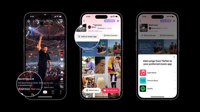 Product shot of the new Add to Music App feature on TikTok