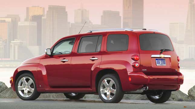 A red Chevrolet HHR