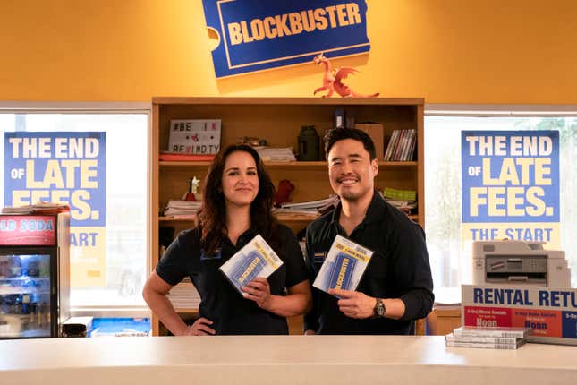 Randall Park and Melissa Fumero in Blockbuster