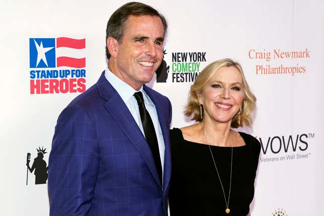 FILE - Bob and Lee Woodruff attend the 15th annual Stand Up for Heroes benefit at Alice Tully Hall on Monday, Nov. 8, 2021, in New York. The Bob Woodruff Foundation, formed in 2006 to serve post-9/11 veterans and their families, has become a celebrity favorite with its annual fundraiser — headlined by Jon Stewart, Tracy Chapman, and Bruce Springsteen — raising $84 million since it was founded and $14 million last year. (Photo by Charles Sykes/Invision/AP, File)