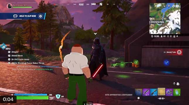 Peter Griffin talks to Darth Vader.