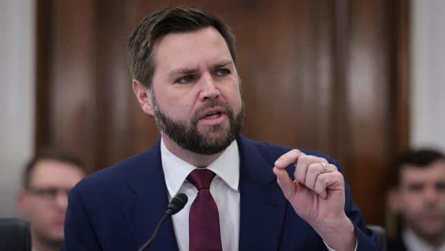 Sen. J.D. Vance (R-OH) delivers remarks during a hearing held by the Senate Commerce, Science, and Transportation Committee on March 22, 2023 in Washington, DC.