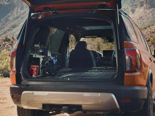 Cargo area of an orange 2026 Honda Passport TrailSport