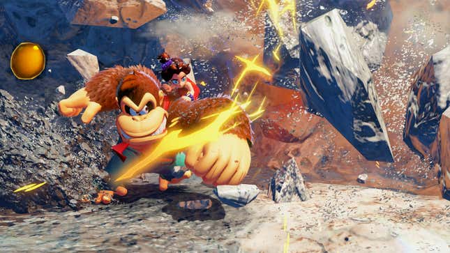 A screenshot of Donkey Kong Banaza shows off the game. 