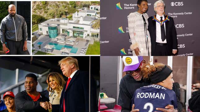 Image de l'article intitulé Dans la demeure de 35 millions de dollars de Kanye West à Beverly Hills, Donald Trump nomme Herschel Walker ambassadeur aux Bahamas et enflamme Twitter, Trinity Rodman dénonce son père Dennis Rodman, pourquoi les Noirs ne s’inquiètent pas des drones et plus encore