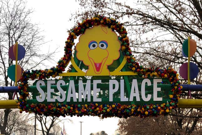 Big Bird is shown on a sign near an entrance to Sesame Place in Langhorne, Pa., Dec. 26, 2019. The first Sesame Place opened almost 40 years ago outside Philadelphia. A new Sesame Street theme park is set to open next month in San Diego. Officials on Wednesday, Feb. 9. 2022, announced the opening of the first Sesame Street theme park on the West Coast. It will feature Big Bird’s Beach, Oscar’s Rotten Rafts, and a Cookie-Monster Tower, among other attractions.