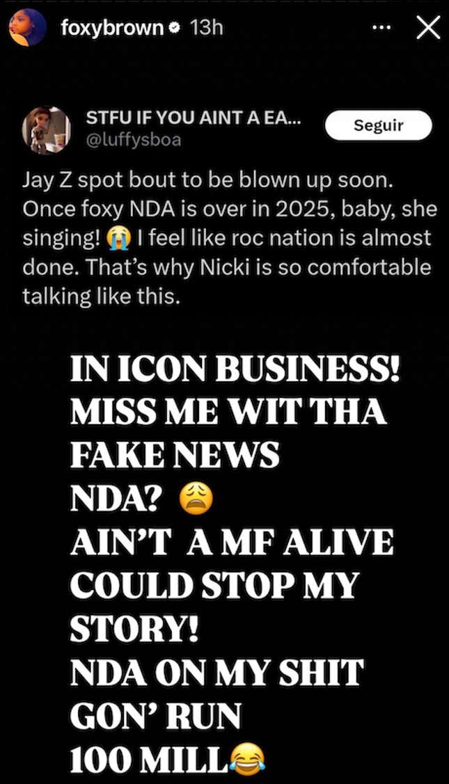 Image for article titled Rapper Foxy Brown Finally Addresses Rumors About A Forbidden Relationship With Jay-Z