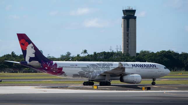 A Hawaiian Airlines Airbus A330-243 taxis at Daniel K. Inouye International Airport on January 20, 2024 in Honolulu, Hawaii.
