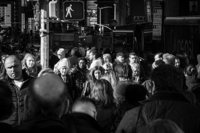 Pedestrians in midtown Manhattan.