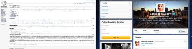 Image for article titled Very fake Santiago Swallow wants his very real Twitter account back