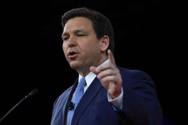 Florida Gov. Ron DeSantis speaks at the Conservative Political Action Conference (CPAC) at The Rosen Shingle Creek on February 24, 2022, in Orlando, Florida. 