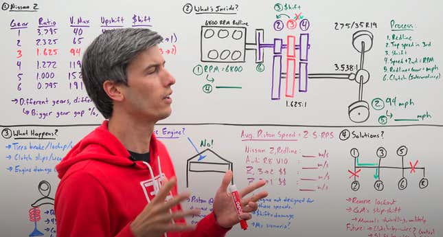 Graying man in red hoodie pontificates in front of a whiteboard.