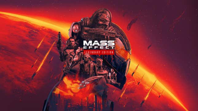 A Renegade cover of the Mass Effect: Legendary Edition featuring Wrex, Tali, Kaidan, Miranda, Thane, Mordin, and Garrus.