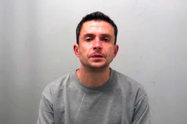 This undated photo issued by Essex Police on Tuesday March 19, 2024 shows Nicholas Hawkes, 39, a convicted sex offender who sent unsolicited photos of his genitals to a girl and a woman, was the first person in England and Wales convicted of violating the Online Safety Act. England&#39;s first convicted cyber-flasher was sentenced Tuesday to 5 1/2 years in prison. (Essex Police via AP)