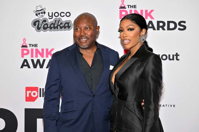  Simon Guobadia and Porsha Williams attend the 2023 Pink Awards at Riverside EpiCenter on February 25, 2023 in Austell, Georgia.