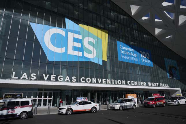 CES signage on the building of the Las Vegas Convention Center West Hall