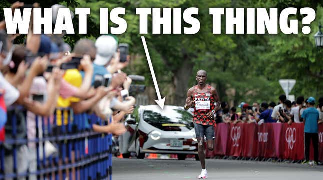 Image for article titled What Was That Futuristic-Looking Car At The Men&#39;s Marathon In The Olympics?