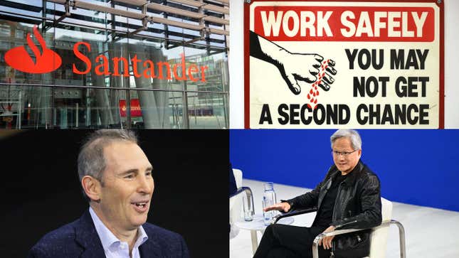 Image for article titled Amazon CEO&#39;s keys to success, Nvidia CEO&#39;s net worth, a banker stays home: Leadership news roundup