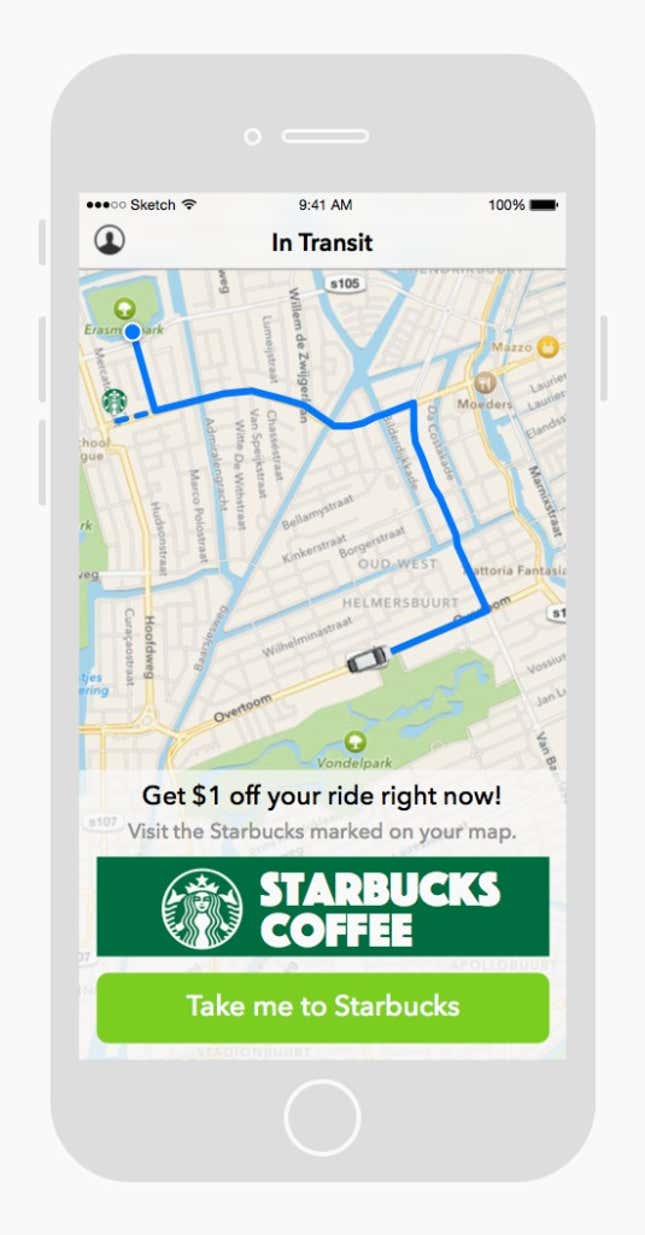 possible redirect screen to starbucks