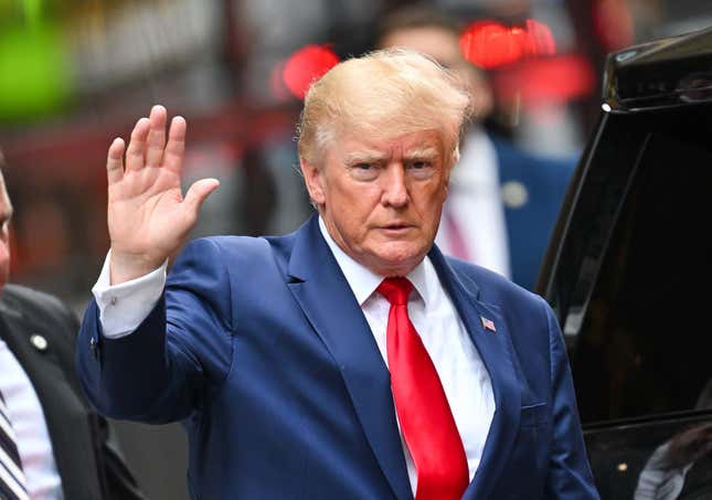 NEW YORK, NEW YORK - AUGUST 10: Former U.S. President Donald Trump leaves Trump Tower to meet with New York Attorney General Letitia James for a civil investigation on August 10, 2022 in New York City. 