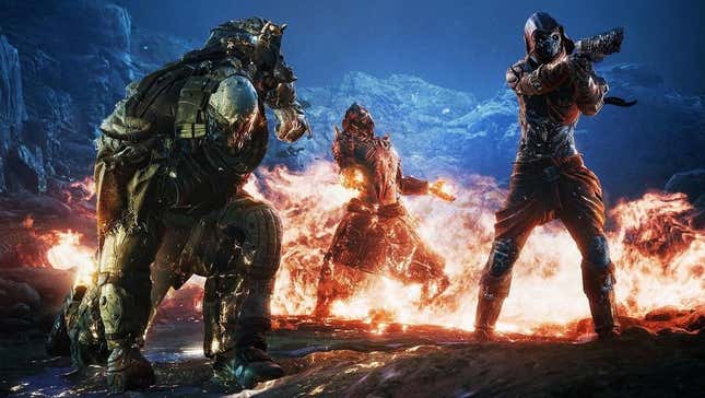 Mutant soldiers appear from the fire.