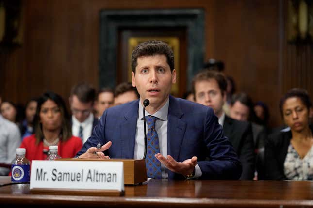 FILE - OpenAI CEO Sam Altman speaks before a Senate Judiciary Subcommittee on Privacy, Technology and the Law hearing on artificial intelligence, May 16, 2023, on Capitol Hill in Washington. ChatGPT maker OpenAI has outlined a plan, spelled out in a blog post on Monday, Jan. 15, 2024, to prevent its tools from being used to spread election misinformation as voters in more than 50 countries around the world prepare to vote in national elections in 2024. (AP Photo/Patrick Semansky, File)