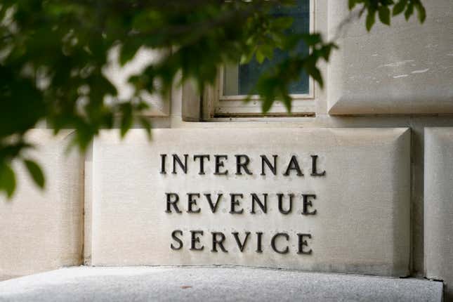 FILE - A sign outside the Internal Revenue Service building is seen, May 4, 2021, in Washington. The IRS wants to rewrite its complicated letters to taxpayers and speak to people in plain English. The IRS is rewriting and sending out commonly received notices ahead of the 2024 tax filing season as part of its new &quot;Simple Notice Initiative.&quot; Treasury Secretary Janet Yellen said Tuesday, Jan. 23, 2024, &quot;Redesigned notices will be shorter, clearer and easier to understand.&quot; (AP Photo/Patrick Semansky, File)