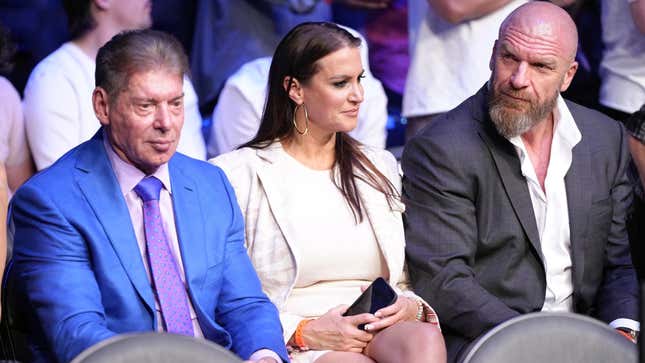 Vince McMahon, Stephanie McMahon, and Paul "Triple H" Levesque attend  UFC 276 event at T-Mobile Arena.