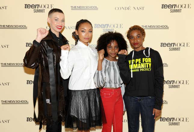 NEW YORK, NY - JUNE 01: (L-R) Blair Imani, Logan Browning, Naomi Wadler and Kenidra Woods attend Teen Vogue Summit 2018: #TurnUp - Day 1 at The New School on June 1, 2018 in New York City.