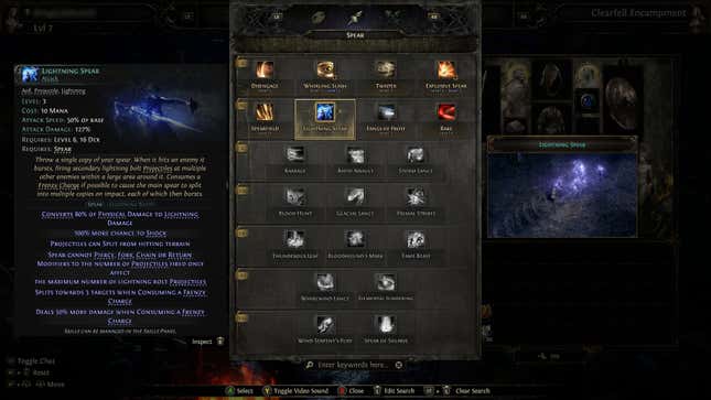The tier two Lighting Spear skill for Huntress in Path of Exile 2.