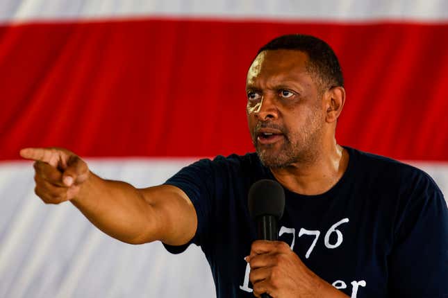 Georgia Congressional candidate Vernon Jones speaks during the 17th annual Floyd County GOP Rally at the Coosa Valley Fairgrounds on Saturday, Aug. 7, 2021 in Rome, Ga. Jones is a former Democrat dropped a bid for governor to run for Congress.
