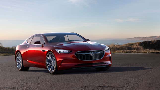 A photo of a red Buick Avista concept car. 