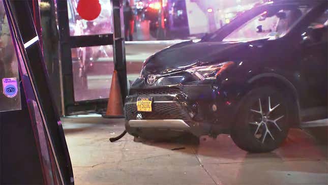 The damaged Toyota Rav4 sitting in front of the Inwood Bar & Grill