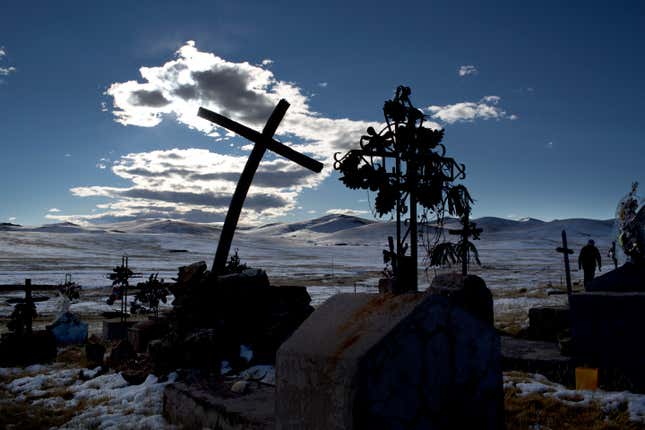 “Every year with the winter freezes and cold temperatures the plants and animals die,” said Miguel Hadzich, head of a group affiliated with Peru’s Catholic University that on its own has built 600 homes with heating for farmers. (AP/Rodrigo Abd)