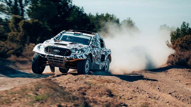 The Ford Ranger T1+ in a testing livery