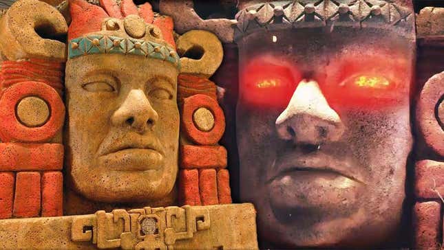 Mayan Heads on set of Legends of Hidden Temple
