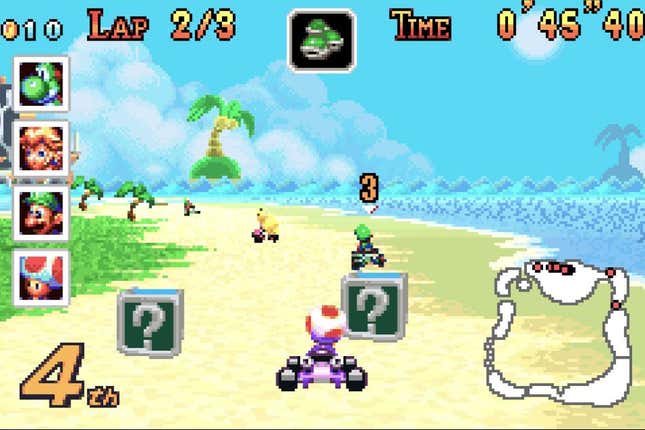 The blurry mess of Mario Kart.