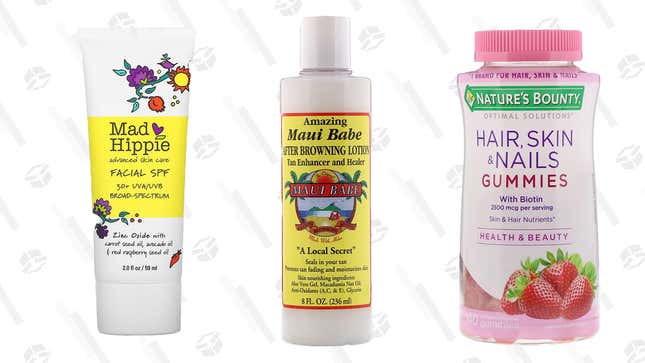 Maui Babe, After Browning Lotion | $9 | iHerb
Nature’s Bounty Hair, Skin, &amp; Nails, Strawberry (140ct.) | $11 | iHerb
Mad Hippie SPF 30+ UVA/UVB Sunscreen | $16 | iHerb
