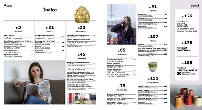 Image for article titled Spain’s Podemos leftist party printed its program as an Ikea catalog so voters will actually read it