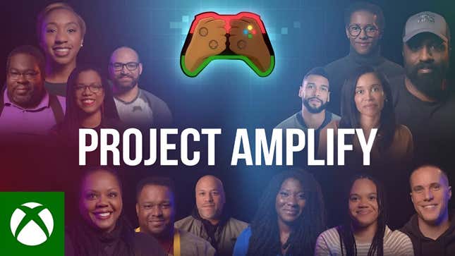 Fourteen Black game developers pose for photos in ID@Xbox's YouTube thumbnail. 