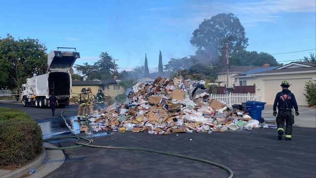 Image for article titled Three Garbage Trucks Catch Fire in California After Crushing Dozens of Lithium-Ion Batteries