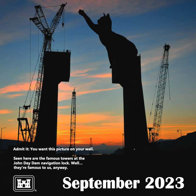 Image for article titled The Army Corps of Engineers Made a 2023 Cat Calendar, and It&#39;s Glorious
