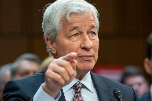 Jamie Dimon, Chairman and CEO, JPMorgan Chase &amp; Co., speaks during a Senate Banking, Housing, and Urban Affairs Committee oversight hearing to examine Wall Street firms on Capitol Hill, Wednesday, Dec. 6, 2023 in Washington. (AP Photo/Alex Brandon)