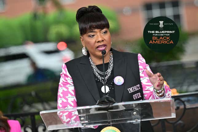 ATLANTA, GEORGIA - APRIL 27: Dr. Bernice A. King speaks onstage during the dedication ceremony of the Coretta Scott King Peace and Meditation Garden and Monument at the Martin Luther King Jr. Center &amp; National Historic Site on April 27, 2023 in Atlanta, Georgia.