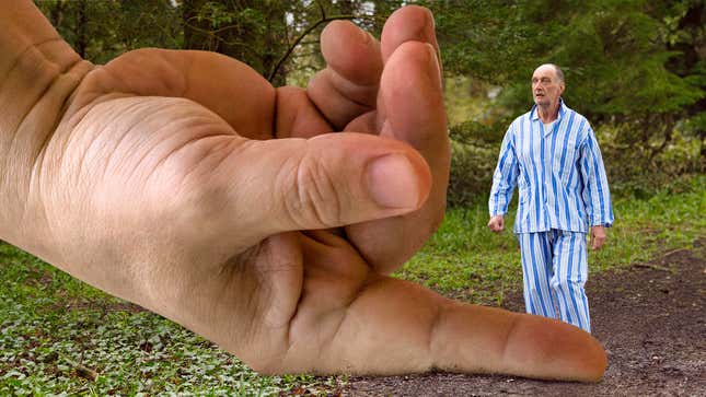 Image for article titled Report Links Climbing Onto Enormous Index Finger With Being Whisked Away To Kingdom Of Giants