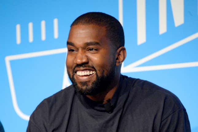 Kanye West speaks on stage at the “Kanye West and Steven Smith in Conversation with Mark Wilson” on November 07, 2019 in New York City.