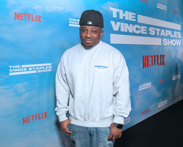 DJ Hed attends Netflix’s THE VINCE STAPLES SHOW Premiere at Netflix Tudum Theater on February 12 2024 in Los Angeles, California.
