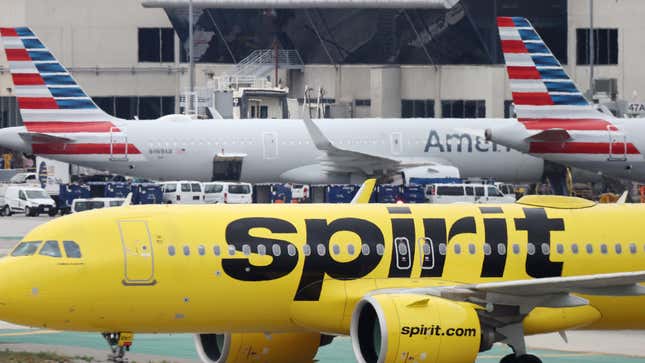 American Airlines and Spirit Airlines planes