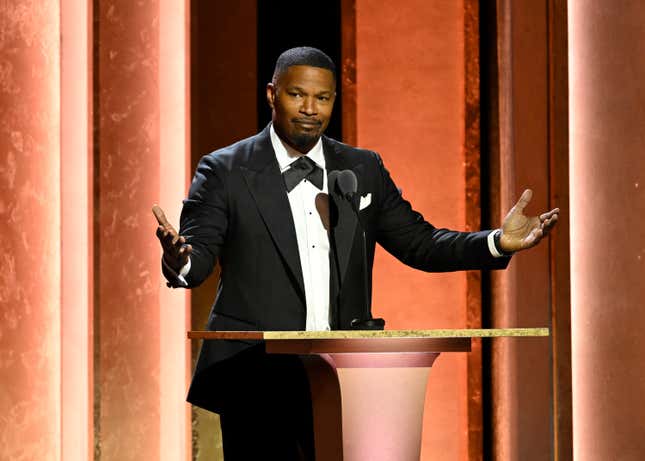 Jamie Foxx speaks onstage at the 15th Governors Awards held at the Ray Dolby Ballroom at Ovation Hollywood on November 17, 2024 in Los Angeles, California.